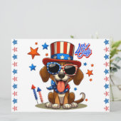 可愛くて愛国的な7月の犬/子犬 シーズンカード (スタンド正面)