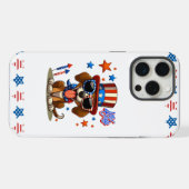 可愛くて愛国的な7月の犬/子犬 iPhoneケース (裏面横)