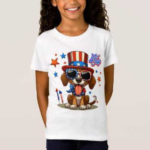 可愛くて愛国的な7月の犬/子犬 Tシャツ