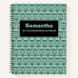 可愛くて柔らかいグリーンのシルエットベジタリアン食事 ノートブック