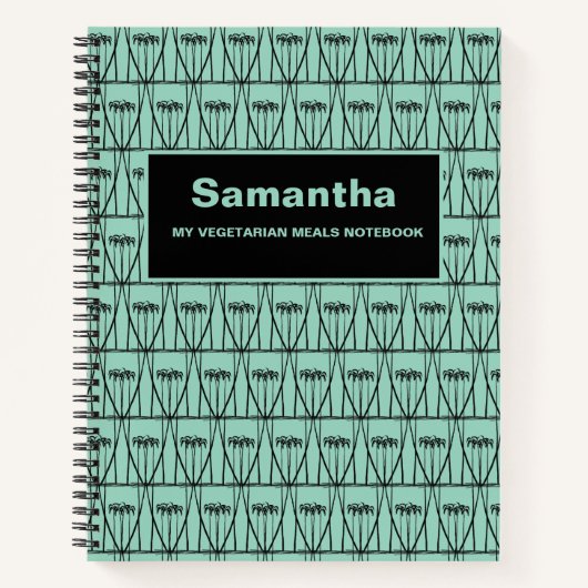 可愛くて柔らかいグリーンのシルエットベジタリアン食事 ノートブック (正面)