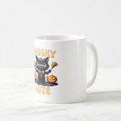 可愛くて気味の悪い黒猫クラシックTシャツ コーヒーマグカップ (正面右)