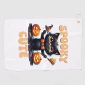 可愛くて気味の悪い黒猫クラシックTシャツ ゴルフタオル (横)