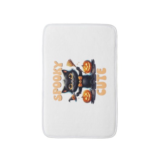 可愛くて気味の悪い黒猫クラシックTシャツ バスマット (正面縦)