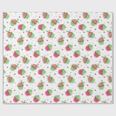 可愛くて甘いクリスマス色のカップケーキ ラッピングペーパー (フラット)