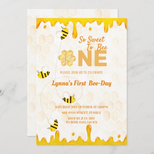 可愛くて甘い誕生日の誕生日 招待状 (正面/裏面)