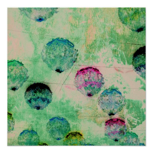 可愛くて素朴なデジタルアートの丸いブラシストローク ポスター (正面)