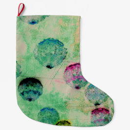 可愛くて素朴なデジタルアートの丸いブラシストローク ラージクリスマスストッキング