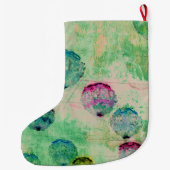 可愛くて素朴なデジタルアートの丸いブラシストローク ラージクリスマスストッキング (裏面)