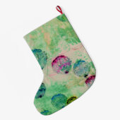 可愛くて素朴なデジタルアートの丸いブラシストローク ラージクリスマスストッキング (裏面 (吊り時))