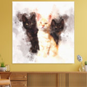 可愛くて美しい水彩三匹 キャンバスプリント (インサイチュ (リビング))