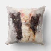 可愛くて美しい水彩三匹 クッション (正面)