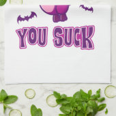 可愛くて面白いハロウィンヴァンパイアこうもり吸You キッチンタオル (折り畳み)