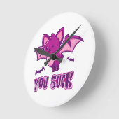 可愛くて面白いハロウィンヴァンパイアこうもり吸You ラウンド壁時計 (傾斜)