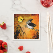 可愛くて面白いハロウィーンの子羊 – 魔女 スタンダードカクテルナプキン (インサイチュ)