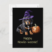 可愛くて面白いハロウィーンダックシュント犬 シーズンポストカード (正面/裏面)