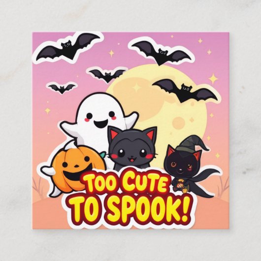 可愛すぎてスプックできない – かわいいハロウィーン幽霊 スクエア名刺 (正面)
