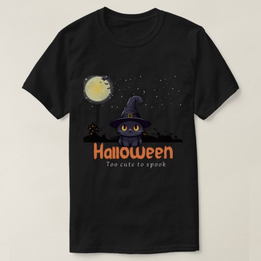 可愛すぎてスプックできない – 黒猫とカボチャのハロウィン Tシャツ (デザイン正面)