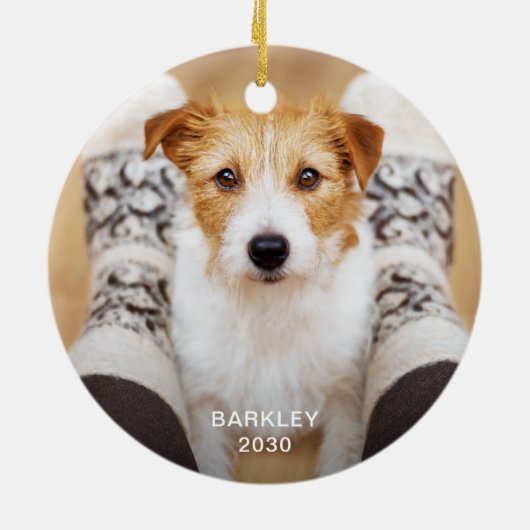 可愛すぎてリストいけなおもしろい犬のペットの写真 セラミックオーナメント (裏面)