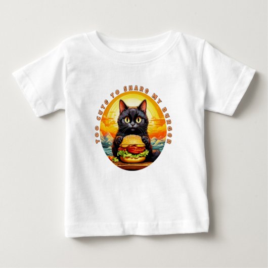 可愛すぎて共有できないバーガー – 黒猫グルメアート ベビーTシャツ (正面)