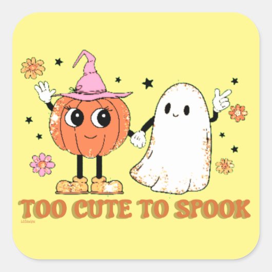 可愛すぎて可愛いおもしろい幽霊ハロウィン スクエアシール (正面)