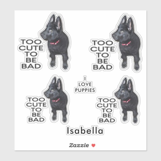可愛すぎて悪い子犬にならない黒犬に名前を追加8" シール (シート)