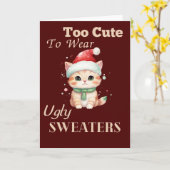 可愛すぎて衣服の醜いセーター可愛い猫クリスマス カード (黄色い花)