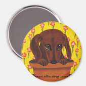 可愛すぎるダックスシャント子犬の磁石 マグネット (正面/裏面)