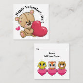 可愛すぎるテディベアバレンタイン – 戻る スクエア名刺 (正面/裏面)