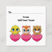 可愛すぎるテディベアバレンタイン – 戻る スクエア名刺 (裏面)