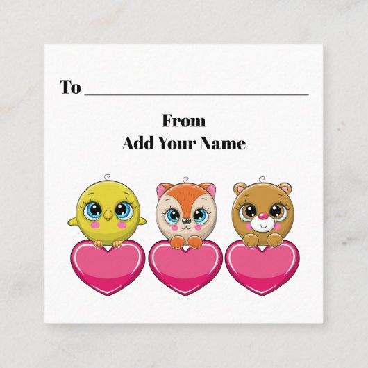 可愛すぎるテディベアバレンタイン – 戻る スクエア名刺 (裏面)