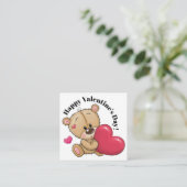 可愛すぎるテディベアバレンタイン – 戻る スクエア名刺 (スタンド正面)