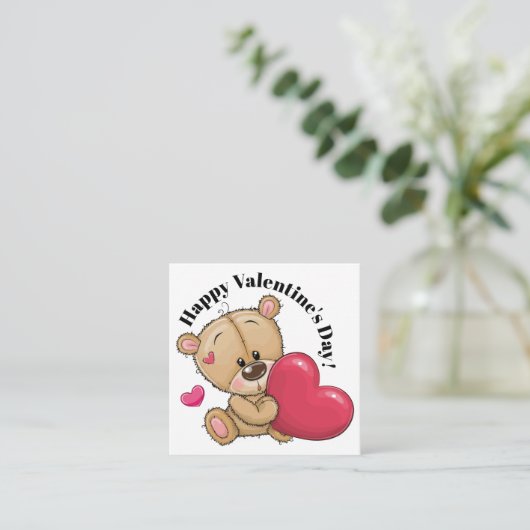 可愛すぎるテディベアバレンタイン – 戻る スクエア名刺 (スタンド正面)