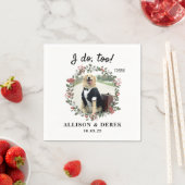 可愛すぎるテンプレート猫犬の写真結婚 スタンダードカクテルナプキン (インサイチュ)