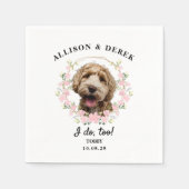 可愛すぎるテンプレート猫犬の写真結婚 スタンダードカクテルナプキン (正面)