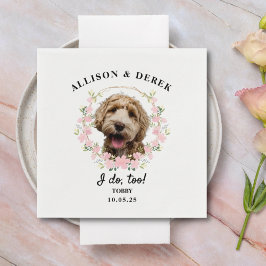 可愛すぎるテンプレート猫犬の写真結婚 スタンダードカクテルナプキン