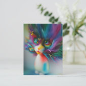 可愛すぎるレインボー色の生き物はがき ポストカード (スタンド正面)