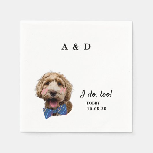 可愛すぎる猫写真結婚のモノグラム スタンダードカクテルナプキン (正面)