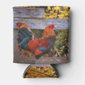 可愛すごいいカントリーファームルースターとフェンス 缶クーラー (正面)