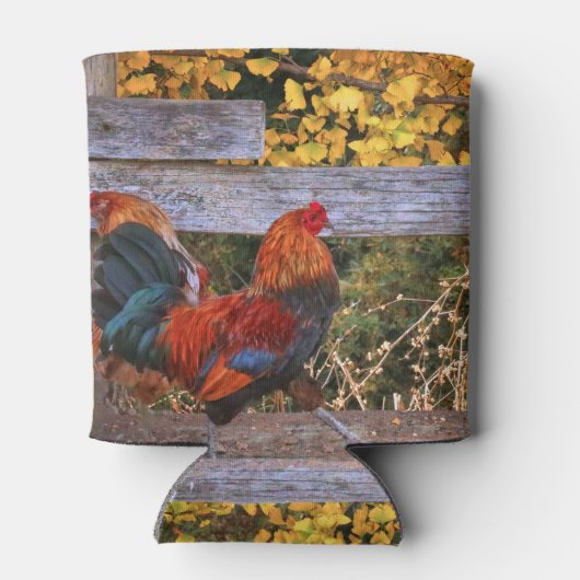 可愛すごいいカントリーファームルースターとフェンス 缶クーラー (裏面)