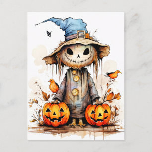 可愛すごいいハロウィンかかし ポストカード