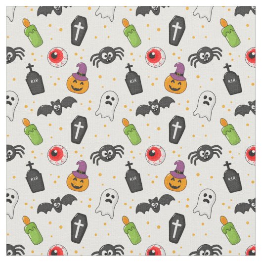 可愛すごいいハロウィン織物 ファブリック (クローズアップ)