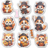可愛すごいいハロウィーンレッドパンダステッカー シール (正面)