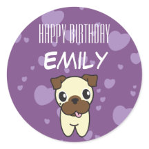 可愛すごいいパグパープルハートデザイン