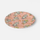 可愛すごいいパーティーが幸せな色の女の子を生み出す ペーパープレート (アングル)