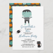 可愛すごいいフランケンシュタインボーイハロウィーン誕生日 招待状 (正面/裏面)