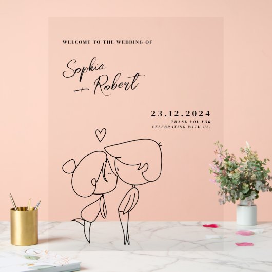 可愛すごいいホワイトミニマル結婚リスト アクリルサイン (ウェディング)