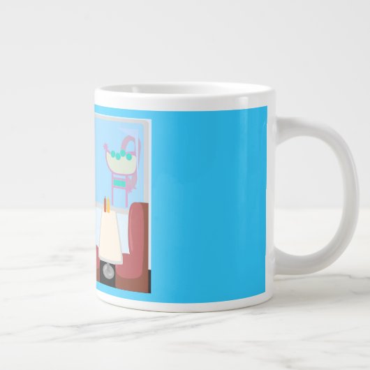 可愛すごいいレトロ50年代ディナーマンガアート ジャンボコーヒーマグカップ (右)