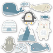 可愛すごいい動物と魚のテーマ シール (正面)