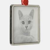 可愛すごいい子猫ポートレート メタルオーナメント (右)